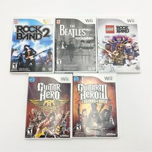 Wii Rock Band GH LOT 5 Games CIB - The Beatles, Lego, Guitar Hero 3, Aerosmith